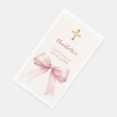 Confirmation blush pink bow cream cross serviette (Ecke)