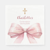 Confirmation blush pink bow cross luncheon serviette (Vorderseite)