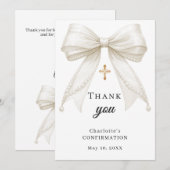 Confirmation bow white ivory pearls dankeskarte (Vorne/Hinten)