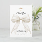 Confirmation bow white ivory pearls dankeskarte (Stehend Vorderseite)