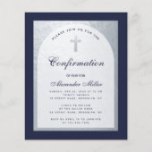 Confirmation Budget Navy Blue Silver Einladung (Vorderseite)