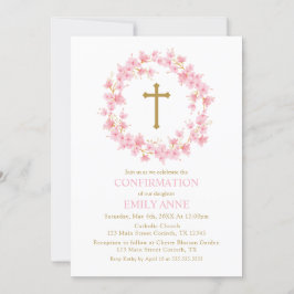 Confirmation Cherry Blossom floral Invitation  Einladung