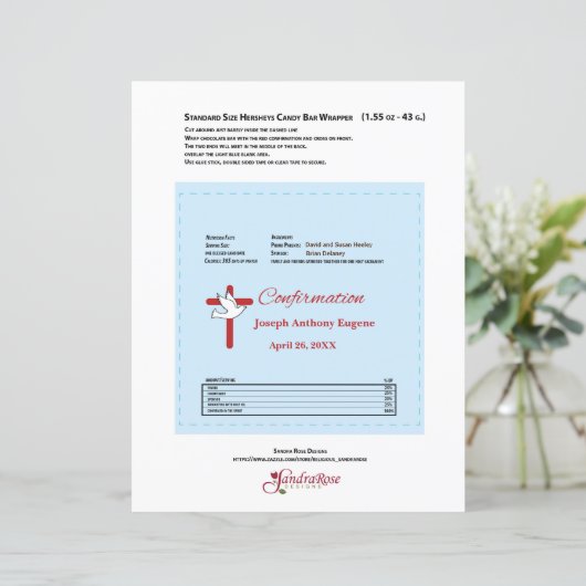 Confirmation Chocolate Candy Bar Wrapper Red Cross (Stehend Vorderseite)