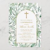 Confirmation Eucalyptus leaves Invitation Einladung (Vorne/Hinten)