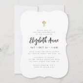 Confirmation For Her Modern Minimalist Gold Cross Einladung (Vorderseite)