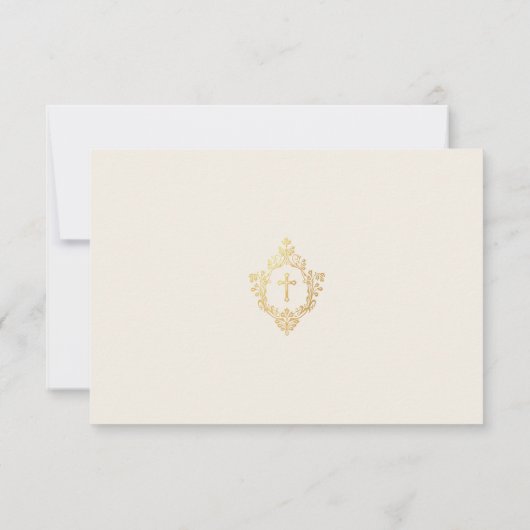 Confirmation Foto Gold Cross Wappen Elfenbeinschif Dankeskarte (Rückseite)