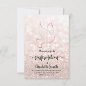 Confirmation Imitats Rose Gold Glitzer Textur Einladung (Vorderseite)