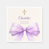 Confirmation lavender bow cream cross serviette (Vorderseite)
