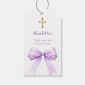 Confirmation lavender bow cross girl DIY Geschenkanhänger (Vorderseite)