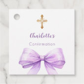 Confirmation lavender bow cross girl DIY Geschenkanhänger (Vorderseite)