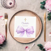 Confirmation lavender bow cross luncheon serviette
