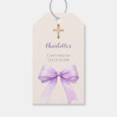Confirmation lavender bow ivory cross girl DIY Geschenkanhänger (Vorderseite)