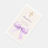 Confirmation lavender bow ivory cross girl serviette (Ecke)