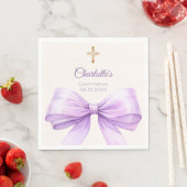 Confirmation lavender bow ivory cross luncheon serviette (Beispiel)
