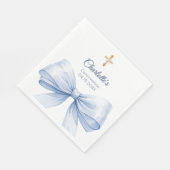 Confirmation light blue bow cross luncheon serviette (Ecke)