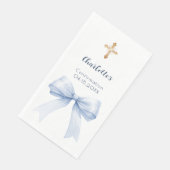 Confirmation light blue bow cross serviette (Ecke)