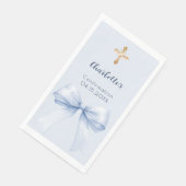 Confirmation light blue bow cross serviette (Ecke)