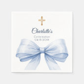 Confirmation light blue bow cross serviette (Vorderseite)