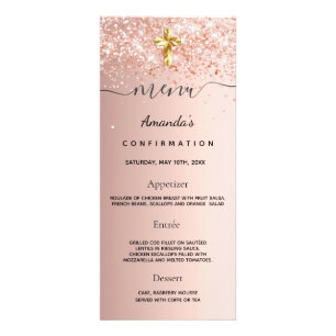 Confirmation Menü errötet Rose Gold Glitzer Staub