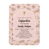 Confirmation Pampas floral Rose Einladung Magnet (Vertikal)