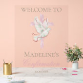 Confirmation pink cross acrylschild (Hochzeit)
