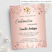 Confirmation Rose gold stars Budget Einladung Flyer