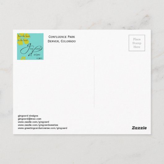 Confluence Park, Cherry Creek-South Platte, Denver Postkarte (Rückseite)