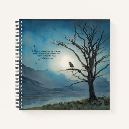 Confucius Lion Quote Blue Moon Tree Bird Journal Notizblock