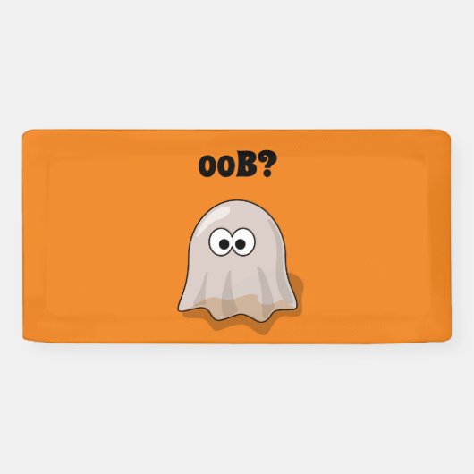 Confused Ghost Says "Oob?" Funny Halloween Cartoon Banner (Horizontal)