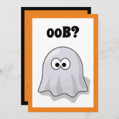 Confused Ghost Says "Oob?" Funny Halloween Cartoon Einladung (Vorne/Hinten)