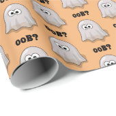 Confused Ghost Says "Oob?" Funny Halloween Cartoon Geschenkpapier (Rolleneckpunkt)