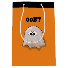 Confused Ghost Says "Oob?" Funny Halloween Cartoon Mittlere Geschenktüte