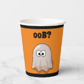 Confused Ghost Says "Oob?" Funny Halloween Cartoon Pappbecher (Rückseite)