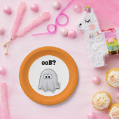 Confused Ghost Says "Oob?" Funny Halloween Cartoon Pappteller (Party)