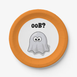 Confused Ghost Says "Oob?" Funny Halloween Cartoon Pappteller
