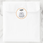 Confused Ghost Says "Oob?" Funny Halloween Cartoon Runder Aufkleber (Tasche)