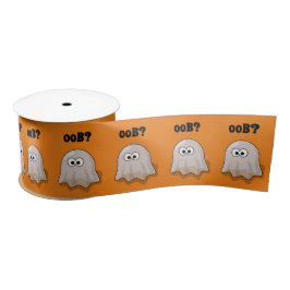 Confused Ghost Says "Oob?" Funny Halloween Cartoon Satinband