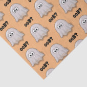 Confused Ghost Says "Oob?" Funny Halloween Cartoon Seidenpapier (Ausschnitt)