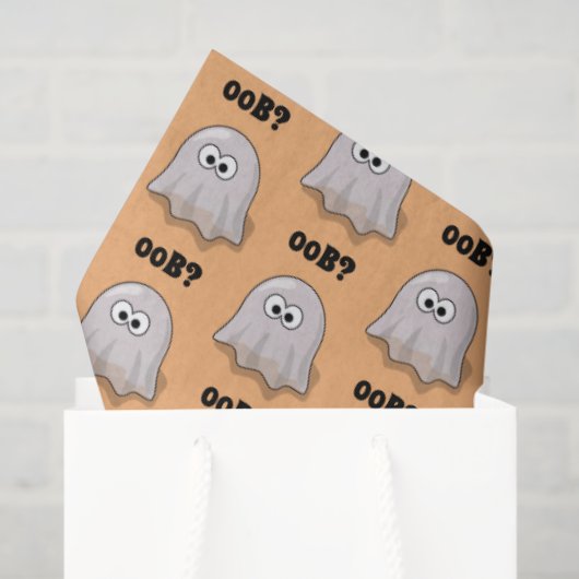 Confused Ghost Says "Oob?" Funny Halloween Cartoon Seidenpapier (Geschenktüte)