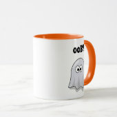 Confused Ghost Says "Oob?" Funny Halloween Cartoon Tasse (VorderseiteRechts)