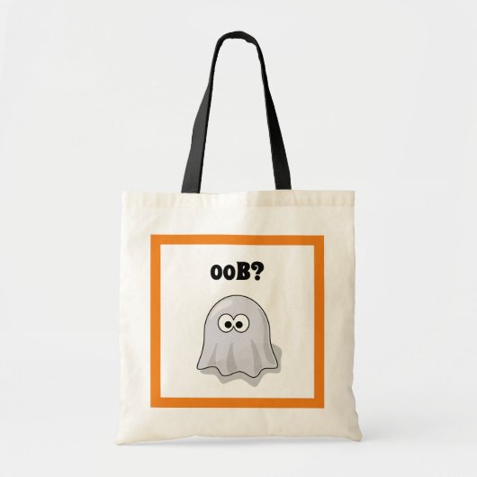Confused Ghost Says "Oob?" Funny Halloween Cartoon Tragetasche (Vorne)