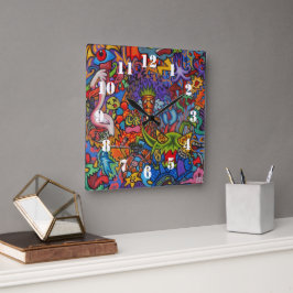 Confusion By Squid Fear City Quadratische Wanduhr