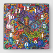 Confusion By Squid Fear City Quadratische Wanduhr (Vorderseite)