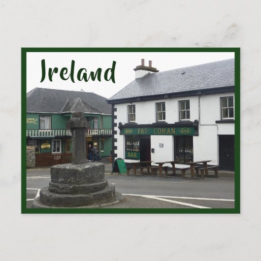 Cong (Quiet Man) Dorfplatz mit Text Postkarte (Vorderseite)