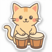 Conga Cat Percussion Beat Aufkleber (Vorderseite)