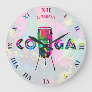 Conga Cuban Drum Colorful Tumbadora Latin Music Große Wanduhr