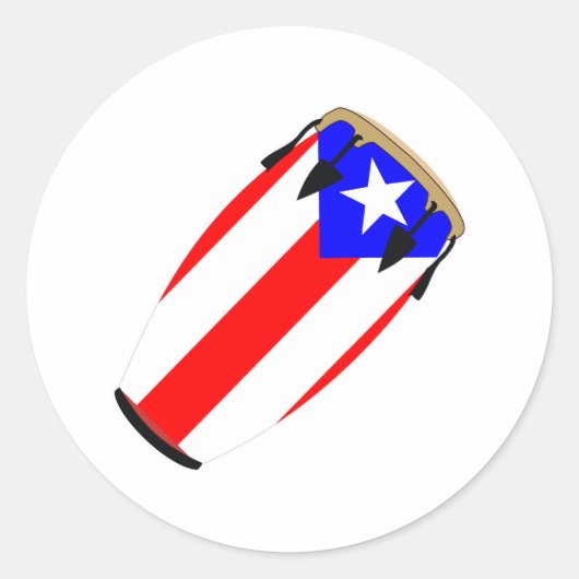 Conga Flag Puerto Rico Runder Aufkleber (Vorderseite)