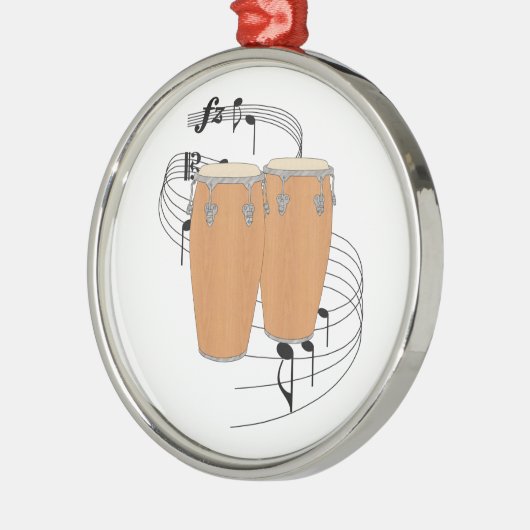 Conga-Trommeln Silbernes Ornament (Links)