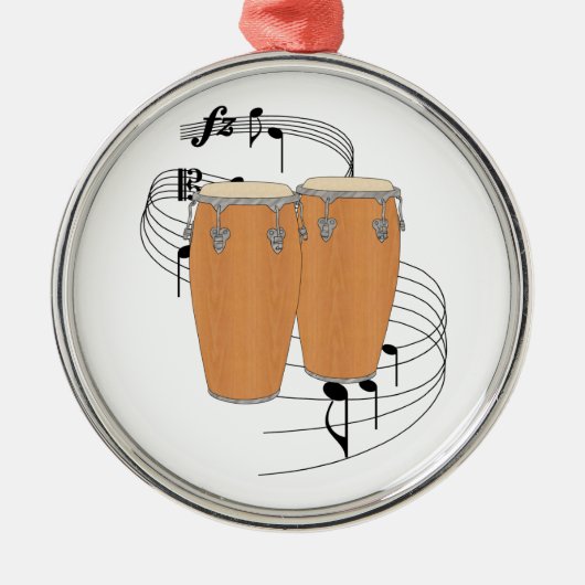 Conga-Trommeln Silbernes Ornament (Vorne)