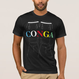 Conga-Trommeln und Text-schwarzer T - Shirt
